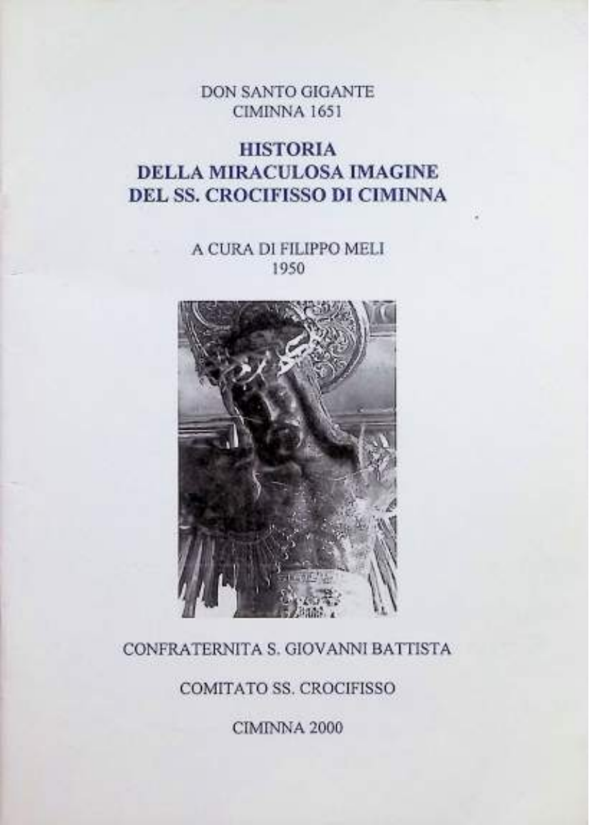 Copertina del volume Historia della miraculosa imagine del SS. Crocifisso di Ciminna
